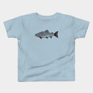 Brown Trout design - hand drawn freshwater fish art Kids T-Shirt